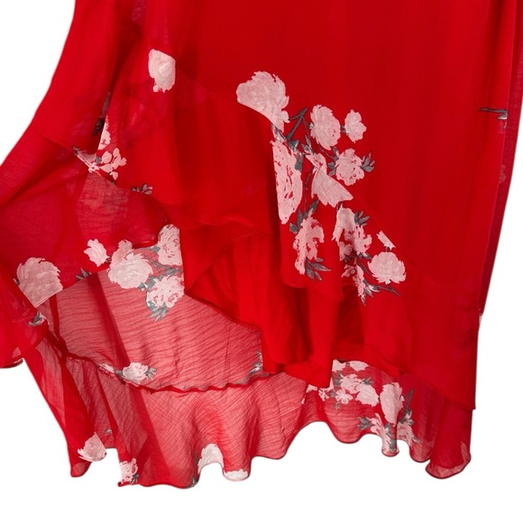 Lulu’s Love in Bloom Red Floral Print Off-the-Shoulder High-Low Dress size Large - Picture 7 of 16